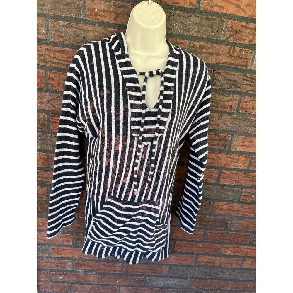 Soft Surroundings Tunic Dress Small V-Neck Blouse Bleach Splatter Top Shirt